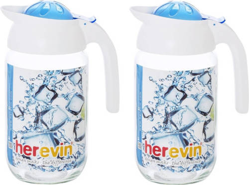 Shoppartners 2x Stuks Glazen Schenkkan/karaf Met Deksel Van 1,5 Liter - Schenkkannen