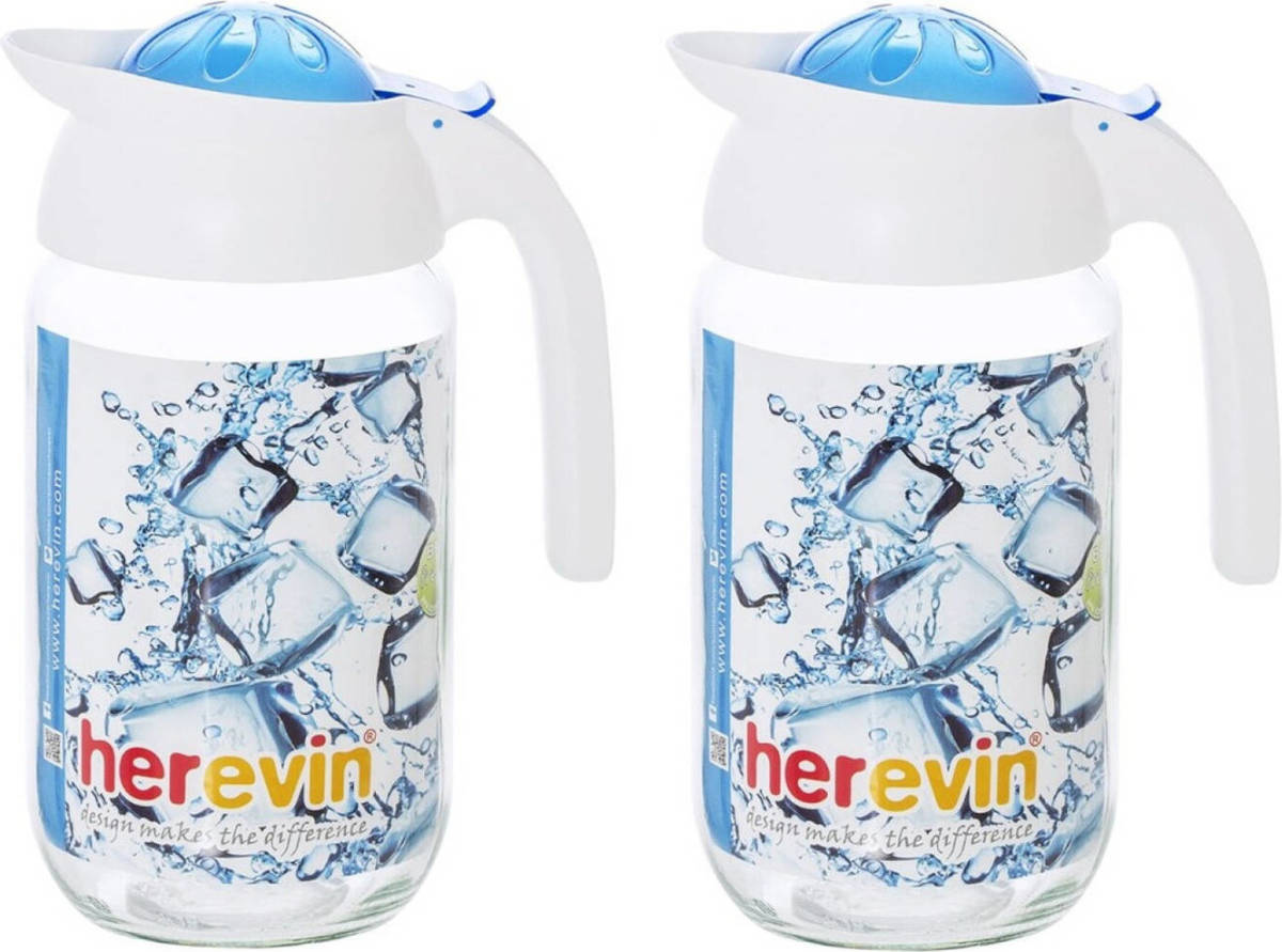 Shoppartners 2x Stuks Glazen Schenkkan/karaf Met Deksel Van 1,5 Liter - Schenkkannen