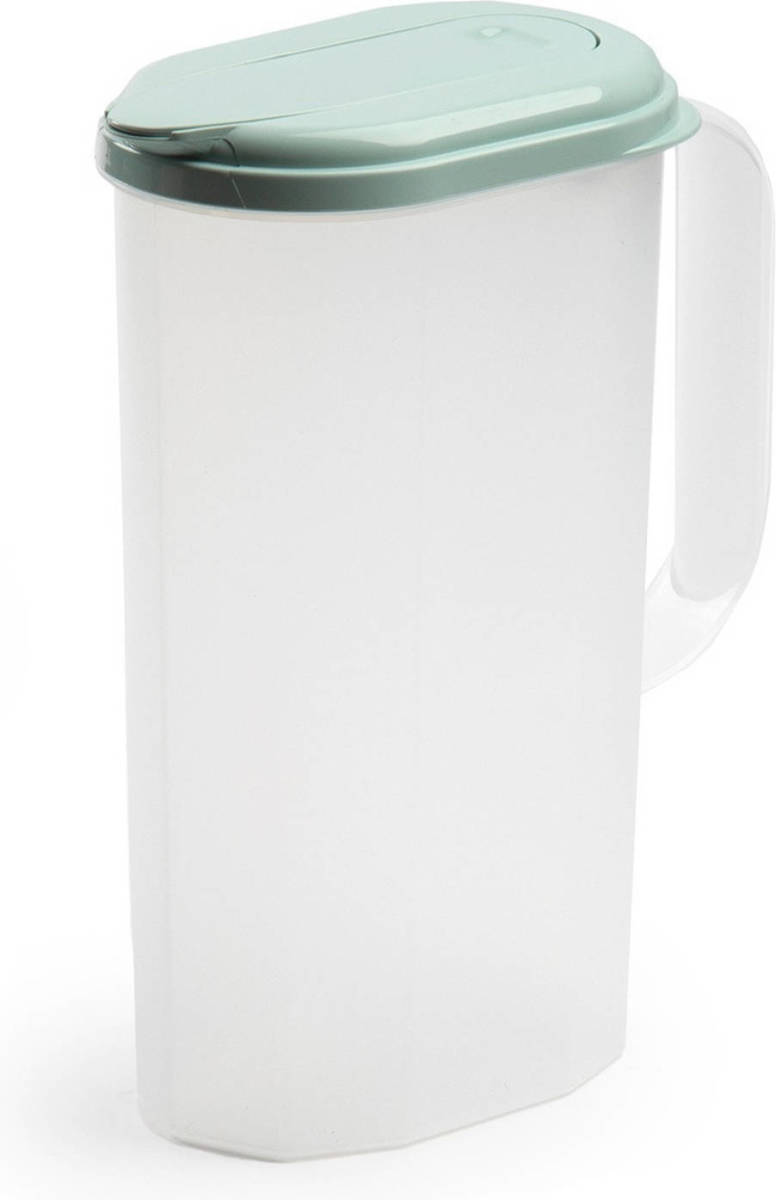 Forte Plastics Waterkan/sapkan Transparant/mintgroen Met Deksel 2 Liter Kunststof - Schenkkannen