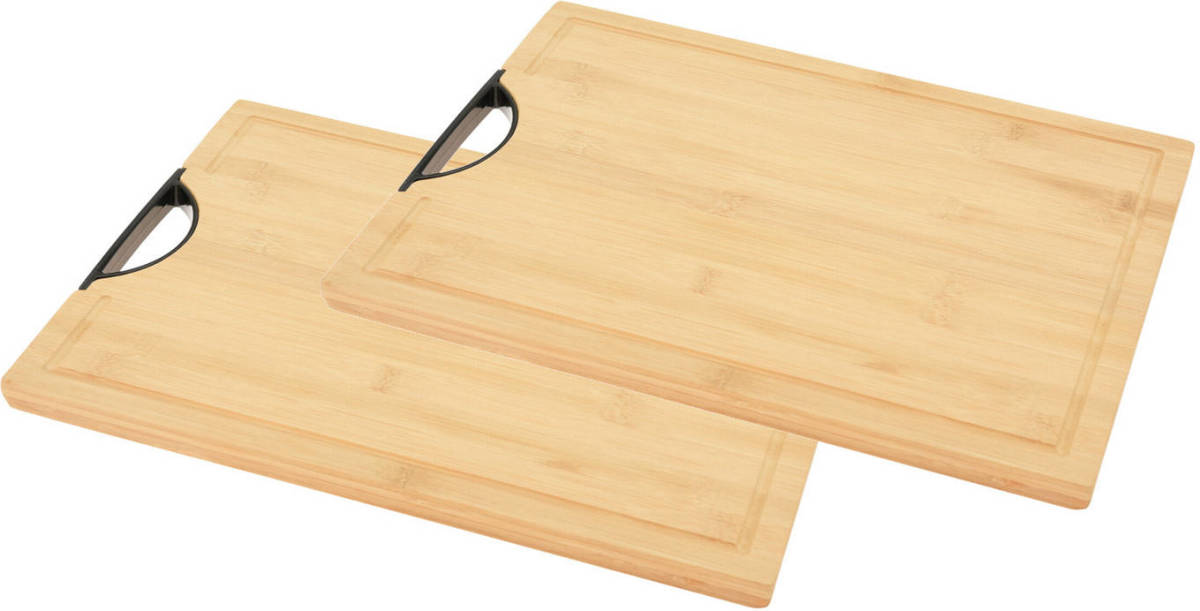 Excellent Houseware 2x Stuks Bamboe Houten Snijplank / Serveerplank Met Handvat 40 X 30 X 1,7 Cm - Snijplanken