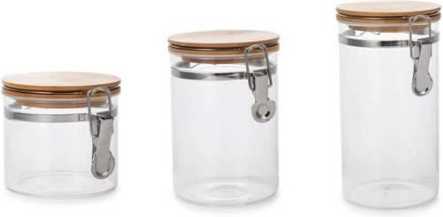 Items Set Van 3x Stuks Glazen Voorraadpotten/voorraadbussen Met Beugelsluiting 1800ml - 1300ml - 800ml - Voorraadpot