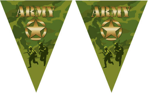 Bellatio Decorations 3x Stuks Leger Camouflage Army Thema Vlaggetjes Slingers/vlaggenlijnen Groen Van 5 Meter - Vlaggenlijnen