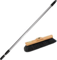 Sorx Binnen Bezem Zwart Paardenhaar Inclusief Metalen Telescoopsteel Grijs 130 Cm - Bezem