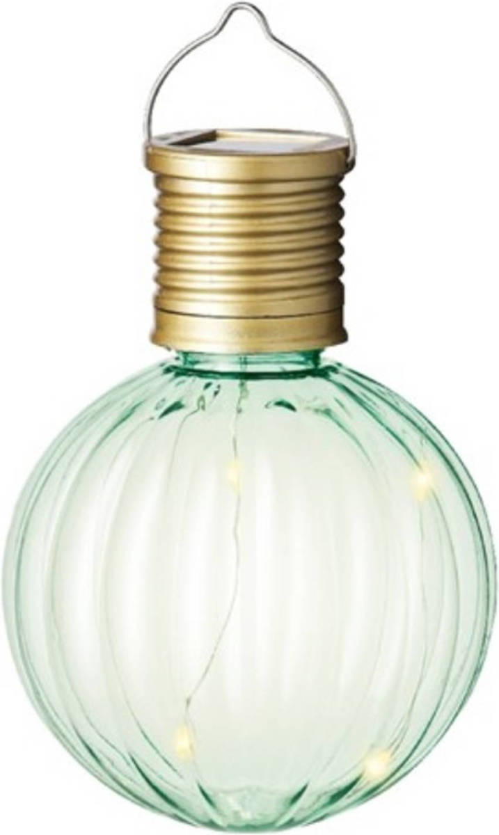 Lumineo 1x Buiten Led Groene Lampion Solar Verlichting 11 Cm - Lampionnen