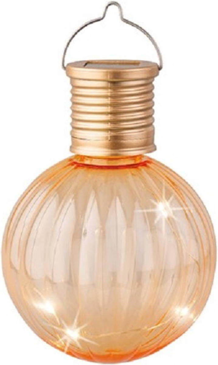 Lumineo 1x Buiten Led Oranje Lampion Solar Verlichting 11 Cm - Lampionnen