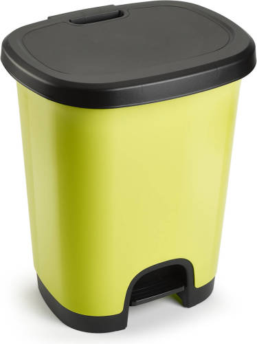 Forte Plastics Afvalemmer/vuilnisemmer/pedaalemmer 18 Liter In Het Kiwi Groen/zwart Met Deksel En Pedaal - Pedaalemmers