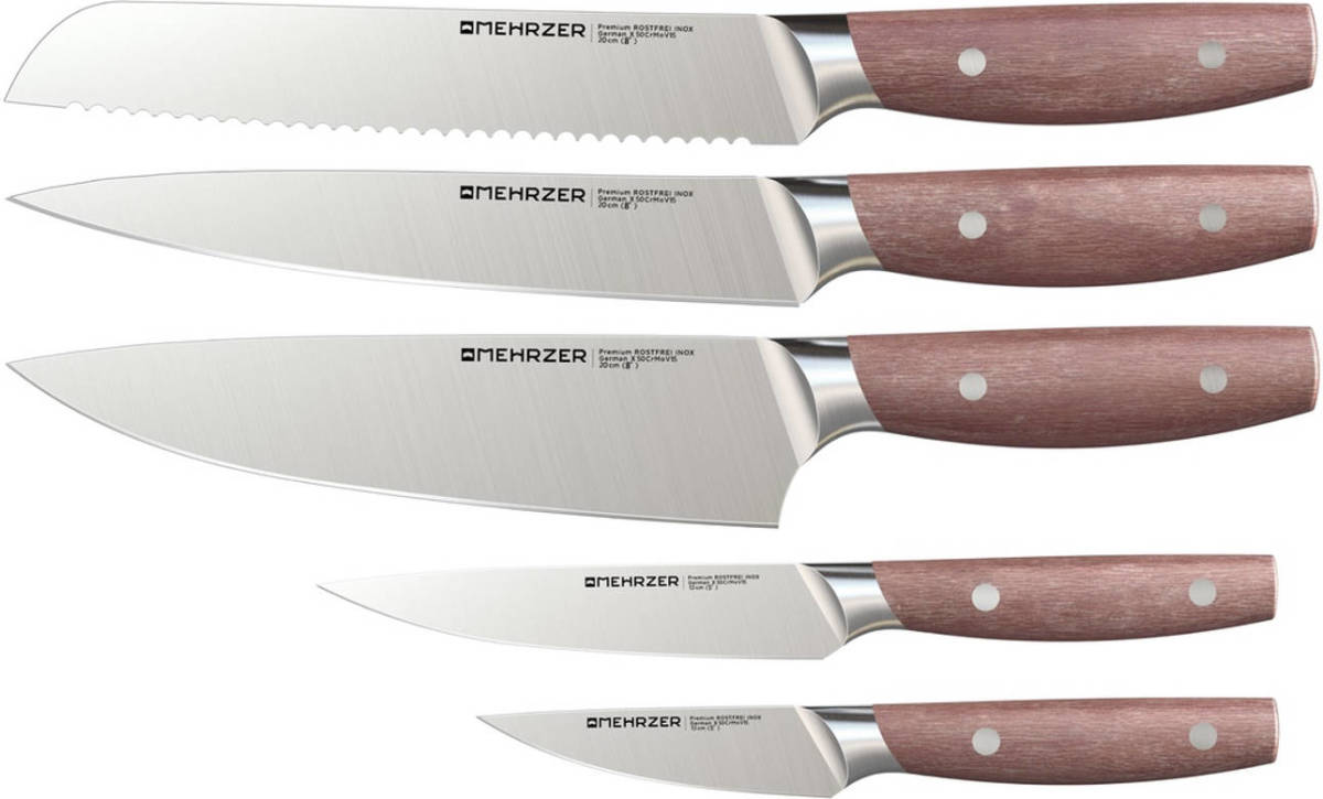 Mehrzer - 5-delig Messenset - Bubinga Hout - Premium Duits Staal
