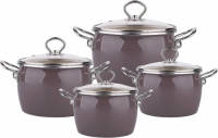 Silesia Balbina 8 Delige Emaille Pannenset Retro Taupe
