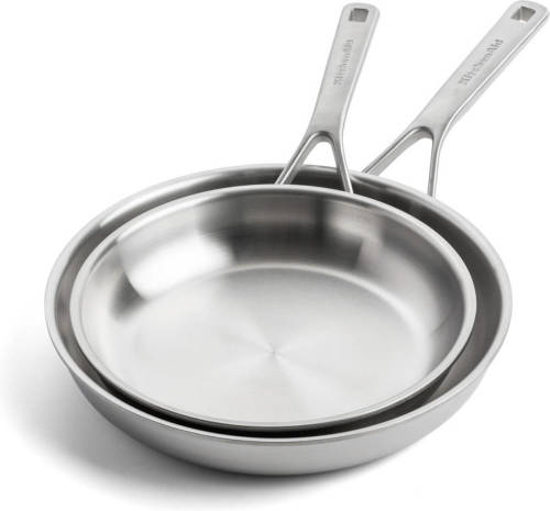 KitchenAid Koekenpannenset Multi-ply Stainless Steel - ø 20 En 28 Cm
