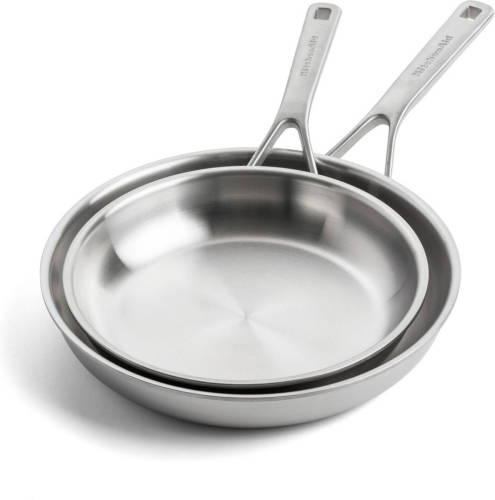 KitchenAid Koekenpannenset Multi-ply Stainless Steel - ø 24 En 28 Cm