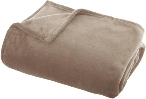 Atmosphera Fleece Deken/fleeceplaid Donker Beige 130 X 180 Cm Polyester - Plaids