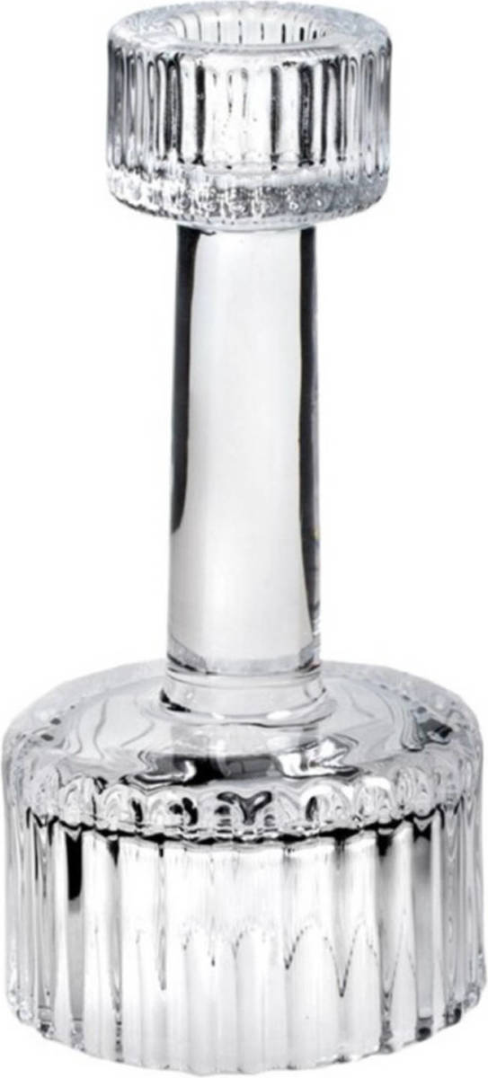 Shoppartners Kaarsen Kandelaar Van Decoratief Glas 7 X 15 Cm - Kaars Kandelaars