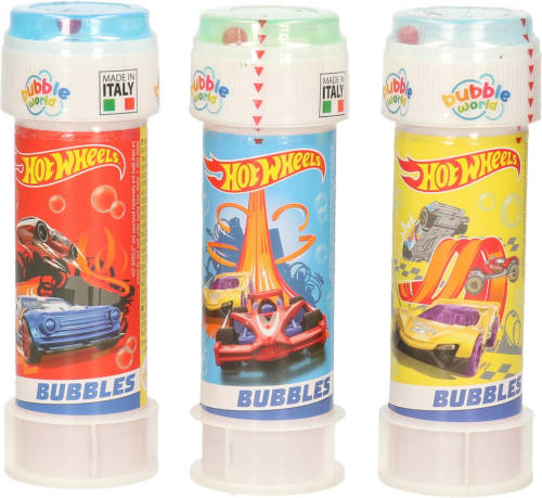 3x Hot Wheels Race Autos Bellenblaas Flesjes Met Bal Spelletje In Dop 60 Ml Voor Kinderen - Bellenblaas