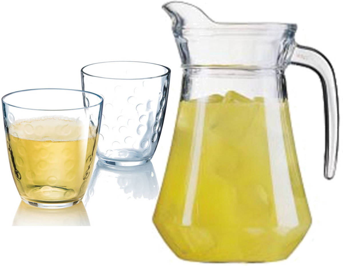 Luminarc Schenkkan/waterkan Van Glas 1.6 Liter Met 6x Waterglazen Van 250 Ml - Schenkkannen