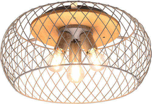 BES LED Led Plafondlamp - Plafondverlichting - Trion Tymon - E27 Fitting - 3-lichts - Rond - Antiek Nikkel - Aluminium