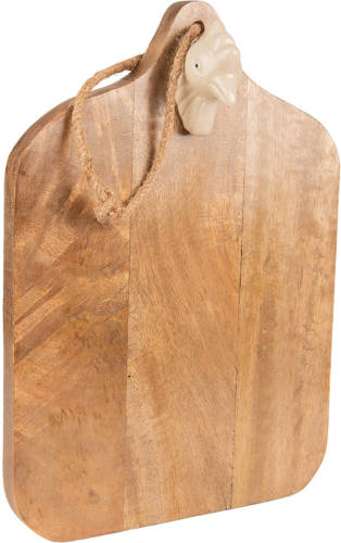 Clayre & Eef Decoratie Snijplank 36x25x7 Cm Bruin Beige Hout Borrelplank Tapasplank Serveerplank Bruin Borrelplank