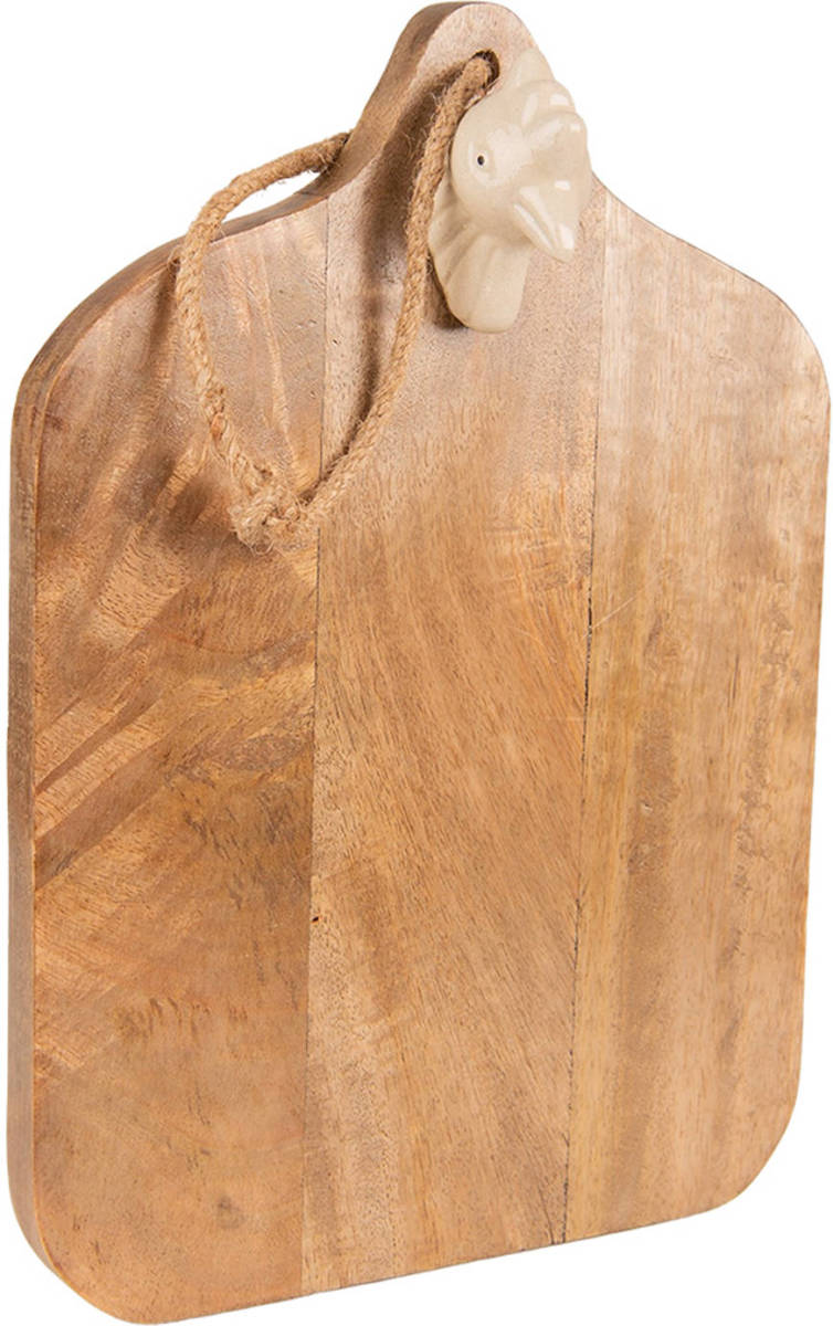 Clayre & Eef Decoratie Snijplank 36x25x7 Cm Bruin Beige Hout Borrelplank Tapasplank Serveerplank Bruin Borrelplank