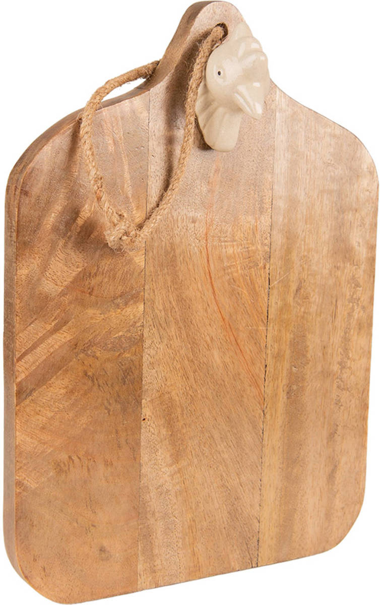 Clayre & Eef Decoratie Snijplank 29x21x5 Cm Bruin Beige Hout Borrelplank Tapasplank Serveerplank Bruin Borrelplank