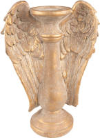 Clayre & Eef Kandelaar Vleugels 24x12x33 Cm Goudkleurig Steen Kaarsenstandaard Kaarsenhouder Goudkleurig