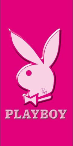 Strandlaken Katoen Playboy 75x150cm - Pink/white