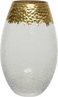 Decoris Bloemen Vaas Transparant/goud Van Glas 20 Cm Hoog Diameter 12 Cm - Vazen