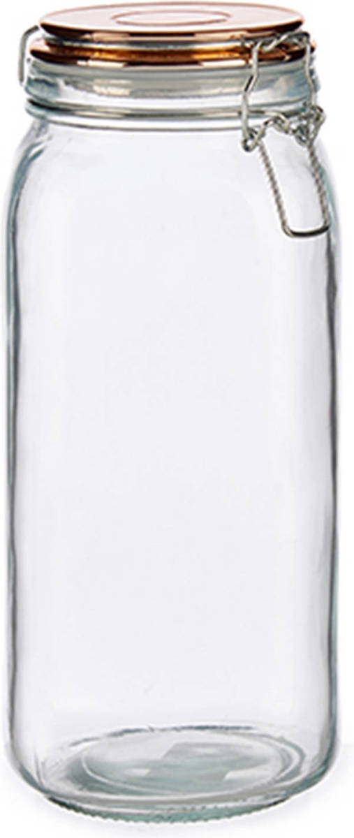 Vivalto Glazen Luxe Keuken Voorraadpot/voorraadbus Met Klepdeksel Koper 2100 Ml - Voorraadpot