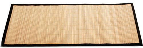 Giftdeco Badkamer Vloermat Anti-slip Lichte Bamboe 50 X 80 Cm Met Zwarte Rand - Badmatjes