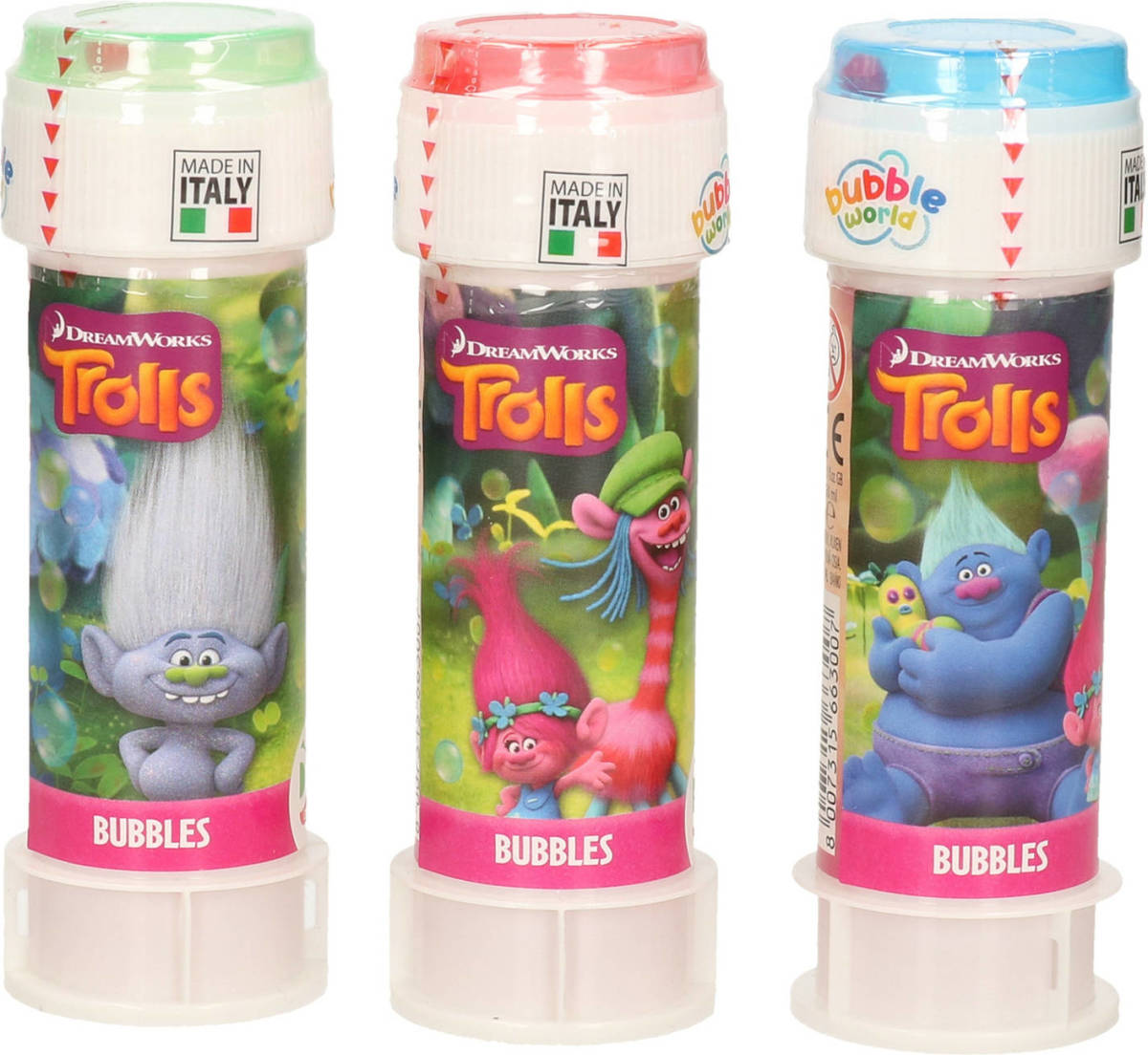 3x Trolls/trollen Bellenblaas Flesjes Met Bal Spelletje In Dop 60 Ml Voor Kinderen - Bellenblaas