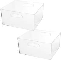 5five Set Van 2x Stuks Creme Potjes/flesjes/make-up Houder/box Vierkant 31 X 15 Cm Van Kunststof - Opbergbox