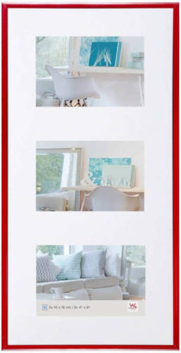 Walther Design - New Lifestyle - Kunststof Fotolijst Drieluik - Fotomaat 15x10cm - Rood