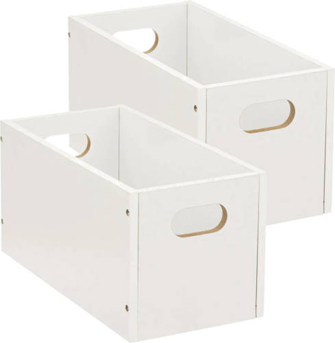 5five Set Van 2x Stuks Opbergmand/kastmand 7 Liter Wit Van Hout 31 X 15 X 15 Cm - Opbergmanden