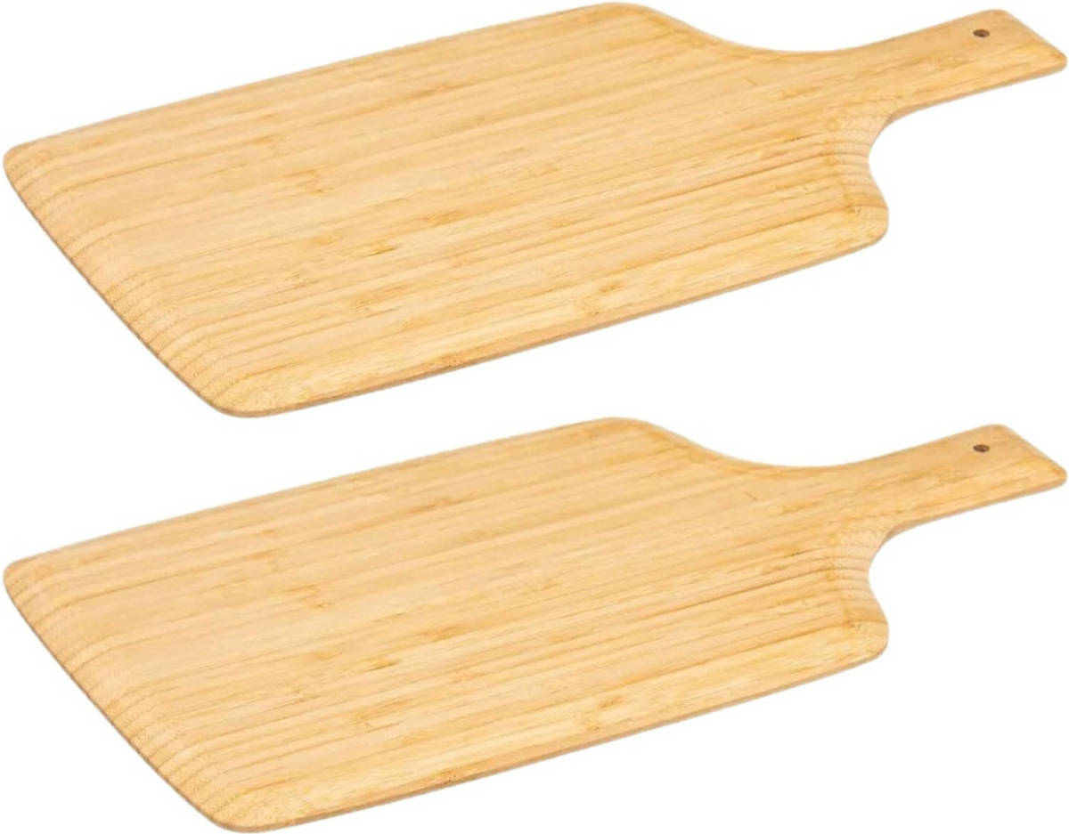 5five 2x Stuks Snijplank Met Handvat 28 X 20 Cm Van Bamboe Hout - Snijplanken