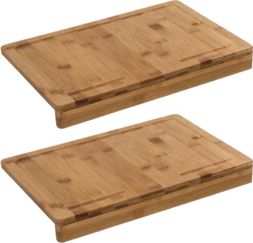 5five 2x Stuks snijplank met stoprand 35 x 24 cm van bamboe hout - Snijplanken
