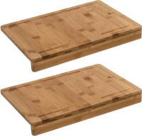 5five 2x Stuks Snijplank Met Stoprand 45 X 34 Cm Van Bamboe Hout - Snijplanken