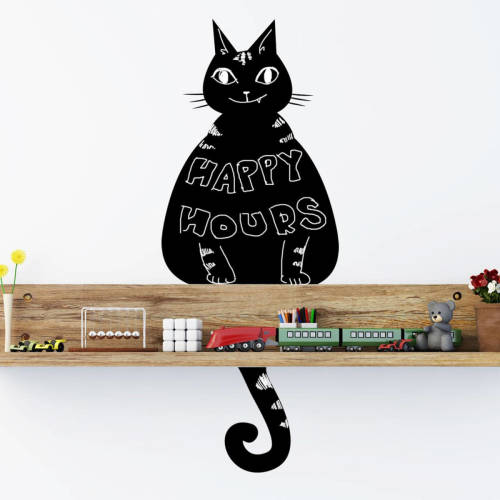 Walplus Krijtbord Decoratie Sticker - Zwarte Kat