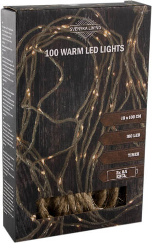 Svenska Living Touwverlichting Cascade Lichtsnoer Op Batterijen Met 100 Lampjes Warm Wit Met Timer - Lichtsnoeren