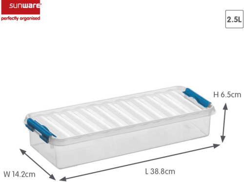 Sunware - Q-line Opbergbox 2,5l Transparant Blauw - 38,8 X 14,2 X 6,5 Cm