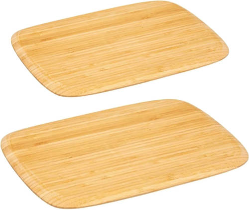 5five Snijplanken Set Van 2 Stuks Rechthoek 40 X 30 En 28 X 25 Cm Van Bamboe Hout - Snijplanken