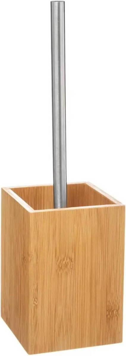 5five Wc-/toiletborstel Met Houder Vierkant Bamboe 36,5 Cm - Toiletborstels