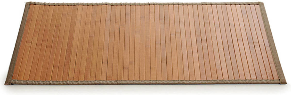 Giftdeco Badkamer Vloermat Anti-slip Bamboe 50 X 80 Cm Met Grijze Rand - Badmatjes