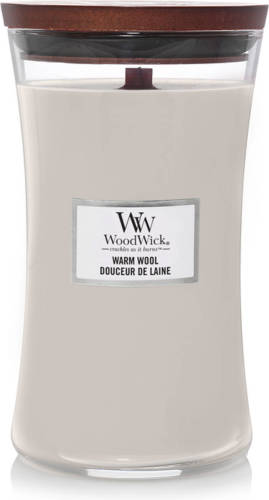 Woodwick Kaars Large Warm Wool - 18 Cm / ø 10 Cm