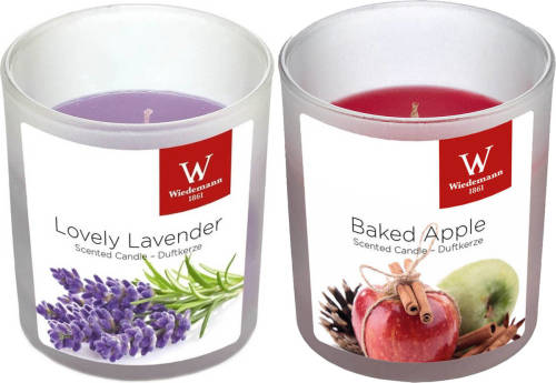 Trend Candles Geurkaarsen Set Van 4x Stuks In Houder Appel En Lavendel 25 Branduren - Geurkaarsen