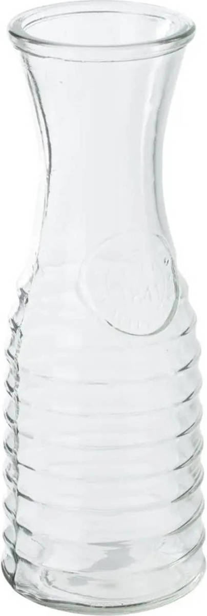 Secret de Gourmet Karaf/schenkkan 1 Liter Van Ribbel Glas Met Uitlopende Hals - Schenkkannen