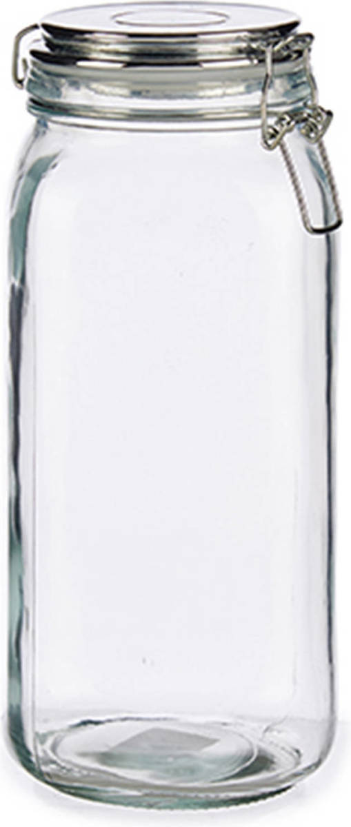 Vivalto Glazen Luxe Keuken Voorraadpot/voorraadbus Met Klepdeksel Zilver 2100 Ml - Voorraadpot