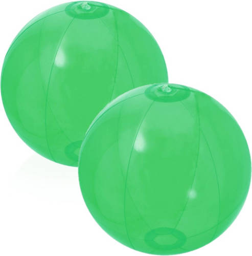 Trendoz 2x Stuks Opblaasbare Strandballen Beach Fun Plastic Groen 28 Cm - Strandballen