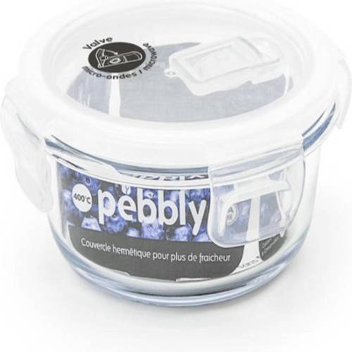 Pebbly - Vershoudbox, Borosilicaat Glas, Rond, 400 Ml - Pebbly