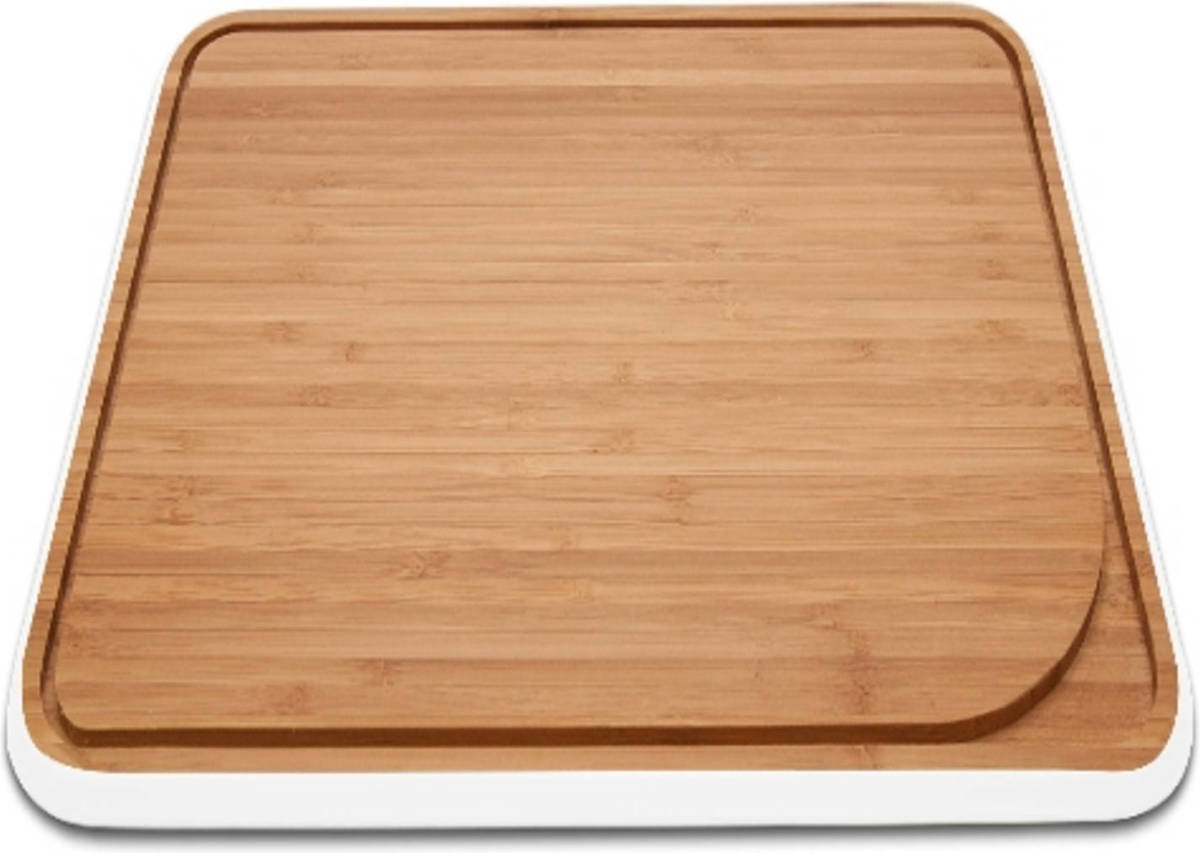 Pebbly - Snijplank Met Sapgeul, Bamboe, Wit, 35 X 25 Cm - Pebbly