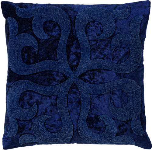 Dutch Decor - Avalon - Sierkussen Velvet 45x45 Cm Insignia Blue - Blauw