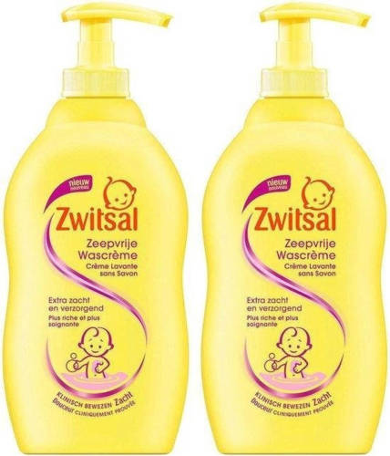 Zwitsal Baby Wascrème - Mild & Zacht - Met Pompje - 2x 400ml - Copy