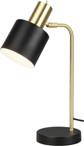 BES LED Led Tafellamp - Tafelverlichting - Trion Alimo - E14 Fitting - Rond - Mat Zwart/goud - Aluminium